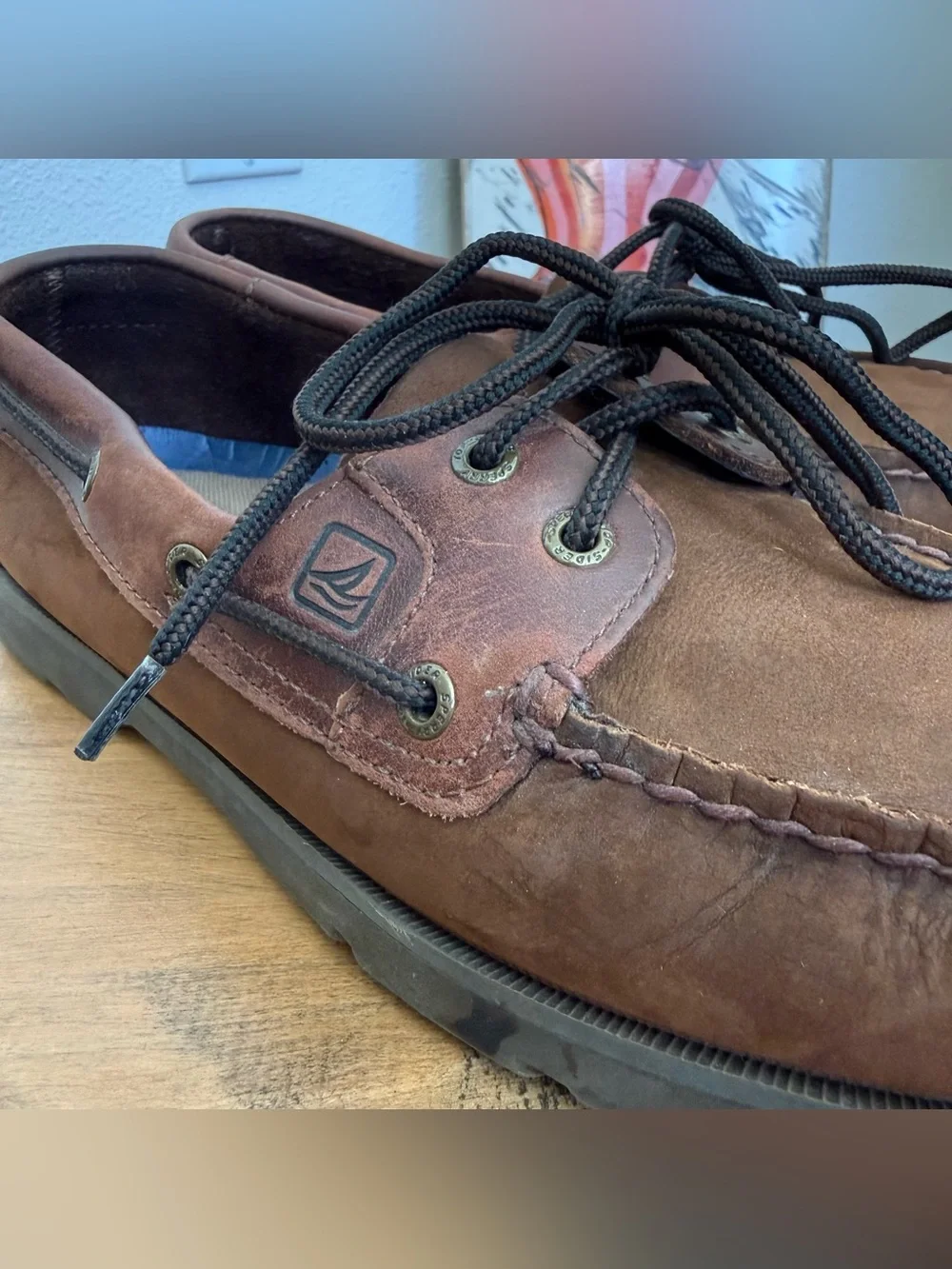 Sperry Boat Shoes Top-Sider Leeward 2-Eye Brown Oiled Leather ~ Size 9.5